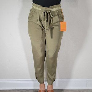 Ramy Brook Allyn Crop Pants Women's Small Moss Silk Drawstring New